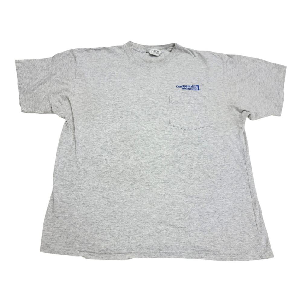 Vintage Continental Airlines T Shirt Mens L XL Lion Apparel Pocket Embroidered